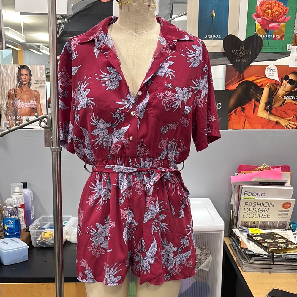 Floral Red Romper